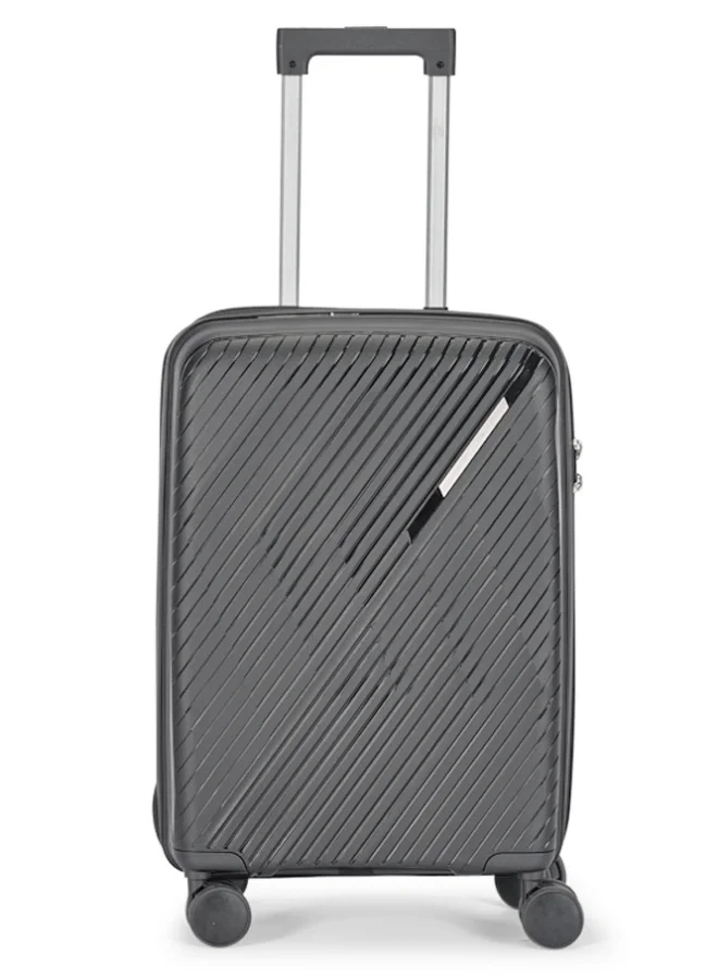 ليمرا طقم شنط سفر مكون من 3 حقائب أمتعة بعجلات و بتصميم صلب وقوي مصنوع  من مادة البولي بوربلين لون رمادي غامق